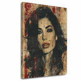 Moderný obraz na plátne s motívom Amy Winehouse - Hlboký pohľad duše v béžovo-čiernych odtieňoch, drzá atmosféra, krása | Obraz Amy Winehouse - Hlboký pohľad duše – hlavný