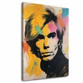 Moderný obraz na plátne s motívom Andy Warhol - Farby popovej revolúcie, vlasy v čierno-žltých odtieňoch, energická atmosféra | Obraz Andy Warhol - Farby popovej revolúcie – hlavný