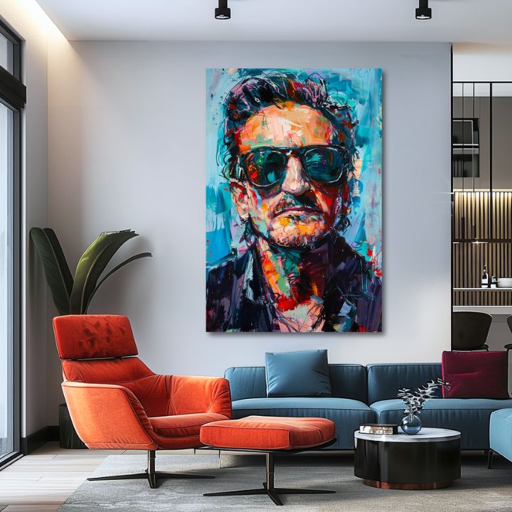 Moderný obraz na plátne s motívom Bono - Melódia svetla, sako v modrých odtieňoch | Obraz Bono - Melódia svetla, nástenná dekorácia – produkt