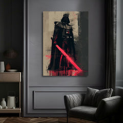 Moderný obraz na plátne s motívom Darth Vader - Temná sila na plátne v čierno-sivých odtieňoch, sila a moc | Obraz Darth Vader - Temná sila na plátne – produkt