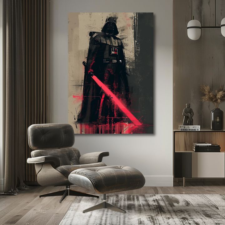 Moderný obraz na plátne s motívom Darth Vader - Temná sila na plátne v čierno-sivých odtieňoch, sila a moc | Obraz Darth Vader - Temná sila na plátne – produkt, pohľad 2