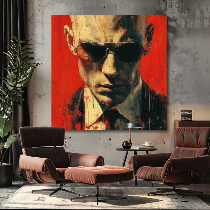 Moderný obraz na plátne s motívom Hitman - Zmysel pre detail v červeno-čiernych odtieňoch, intenzívna atmosféra, tajomstvo | Obraz Hitman - Zmysel pre detail – produkt, pohľad 2