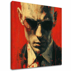 Moderný obraz na plátne s motívom Hitman - Zmysel pre detail v červeno-čiernych odtieňoch, intenzívna atmosféra, tajomstvo | Obraz Hitman - Zmysel pre detail – hlavný