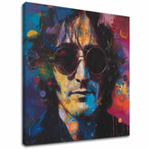 Moderný obraz na plátne s motívom John Lennon - Farebné predstavy v modro-čiernych odtieňoch, energická atmosféra, rock and roll a popkultúra – hlavný