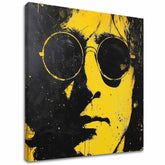 Moderný obraz na plátne s motívom John Lennon - Žltý odraz reality v čierno-žltých odtieňoch, odvážna atmosféra, ikonografia | Obraz John Lennon - Žltý odraz reality – hlavný