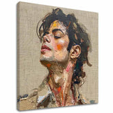 Moderný obraz na plátne s motívom Michael Jackson - Melódia vášne v béžovo-hnedých odtieňoch, sláva a nostalgia | Obraz Michael Jackson - Melódia vášne – hlavný