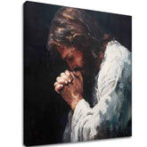 Ježiš v modlitbe | domaľovaný akrylom a zlatými plátkami