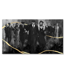 Ručne maľovaný obraz na plátne s motívom PREMIUM ART – Peaky Blinders rodina v sivo-zlatých odtieňoch, rodina a sila a moc, vhodný do obývačky – produkt, pohľad 2