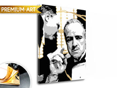 Ručne maľovaný obraz na plátne s motívom PREMIUM ART – The Godfather, automobil v bielo-zlatých odtieňoch, dramatická atmosféra | Obrazy na plátne - PREMIUM ART – The Godfather – hlavný