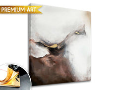 Ručne maľovaný obraz na plátne s motívom PREMIUM ART – Abstrakt Zahmlený štít, krajina v bielo-béžových odtieňoch, pokojná atmosféra, vhodný do obývačky – produkt
