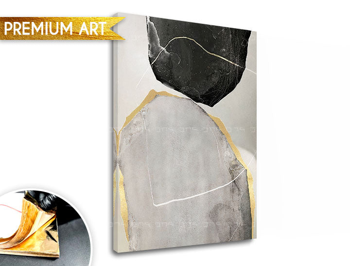 Ručne maľovaný obraz na plátne s motívom PREMIUM ART – Abstrakt Mlynské kamene v béžovo-sivých odtieňoch, sofistikovaná atmosféra | Obrazy na plátne - PREMIUM ART – Abstrakt Mlynské kamene – produkt