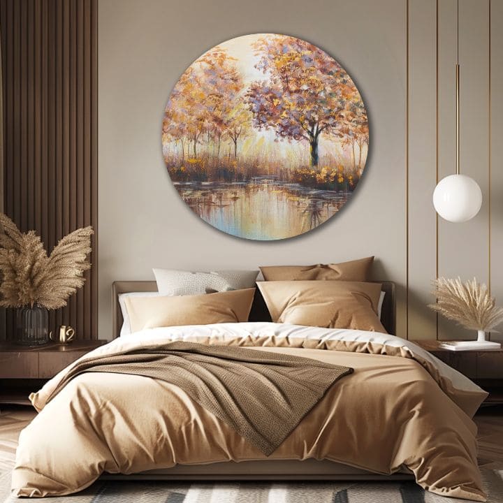 Pop art obraz na plátne s motívom stromy, krajina, príroda, zviera v bielo-oranžových odtieňoch, pokojná atmosféra, príroda a zamyslenie, vhodný do obývačky – produkt