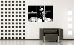 Ručne maľovaný obraz na plátne s motívom AL PACINO v čierno-bielych odtieňoch, sofistikovaná atmosféra, mestský život | Ručne maľovaný POP Art obraz AL PACINO – hlavný