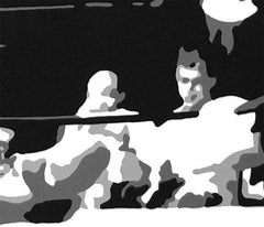 Ručne maľovaný obraz na plátne s motívom Muhamad Ali v čierno-bielych odtieňoch, intenzívna atmosféra, sila | Ručne maľovaný POP Art obraz Muhamad Ali – produkt, pohľad 3