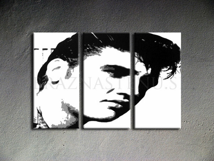 Ručne maľovaný obraz na plátne s motívom ELVIS v čierno-bielych odtieňoch, odvážna atmosféra, rock and roll a hudobná história | Ručne maľovaný POP Art obraz ELVIS – produkt