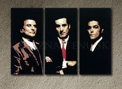 Ručne maľovaný obraz na plátne s motívom Goodfellas v čierno-bielych odtieňoch, sila a moc a filmový svet | Ručne maľovaný POP Art obraz Goodfellas – produkt