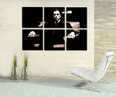 Ručne maľovaný obraz na plátne s motívom GODFATHER v čierno-bielych odtieňoch, dramatická atmosféra, minimalizmus | Ručne maľovaný POP Art obraz GODFATHER – hlavný