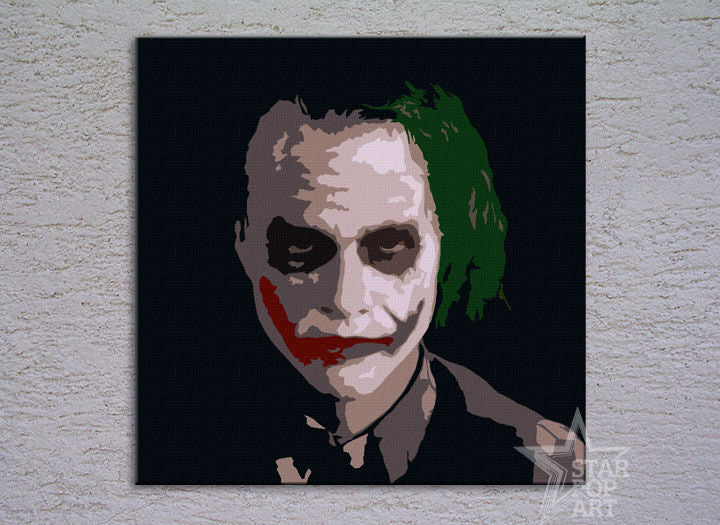 Ručne maľovaný obraz na plátne s motívom JOKER v čiernych odtieňoch, filmový svet | Ručne maľovaný POP Art obraz JOKER – produkt