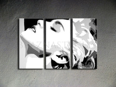 Ručne maľovaný obraz na plátne s motívom MADONNA v bielo-čiernych odtieňoch, dramatická atmosféra, hollywoodsky glamúr a sláva | Ručne maľovaný POP Art obraz MADONNA – produkt