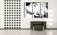 Ručne maľovaný obraz na plátne s motívom MADONNA v bielo-čiernych odtieňoch, dramatická atmosféra, hollywoodsky glamúr a sláva | Ručne maľovaný POP Art obraz MADONNA – hlavný