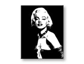 Ručne maľovaný obraz na plátne s motívom Marilyn Monroe v čierno-bielych odtieňoch, dramatická atmosféra, sláva a ikonografia | Ručne maľovaný POP Art obraz Marilyn Monroe – hlavný