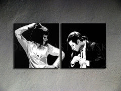 Ručne maľovaný obraz na plátne s motívom Pulp Fiction v čierno-bielych odtieňoch, minimalizmus | Ručne maľovaný POP Art obraz Pulp Fiction – produkt