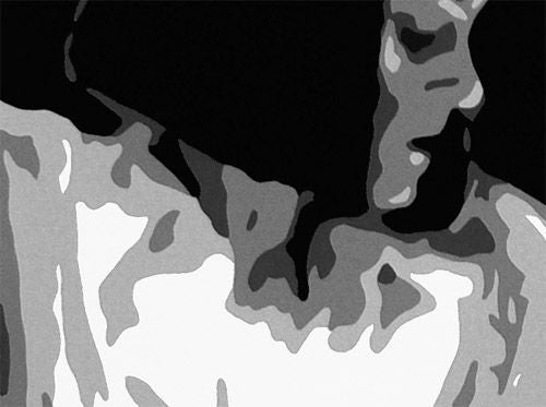 Ručne maľovaný obraz na plátne s motívom Pulp Fiction v čierno-bielych odtieňoch, minimalizmus | Ručne maľovaný POP Art obraz Pulp Fiction – produkt, pohľad 2