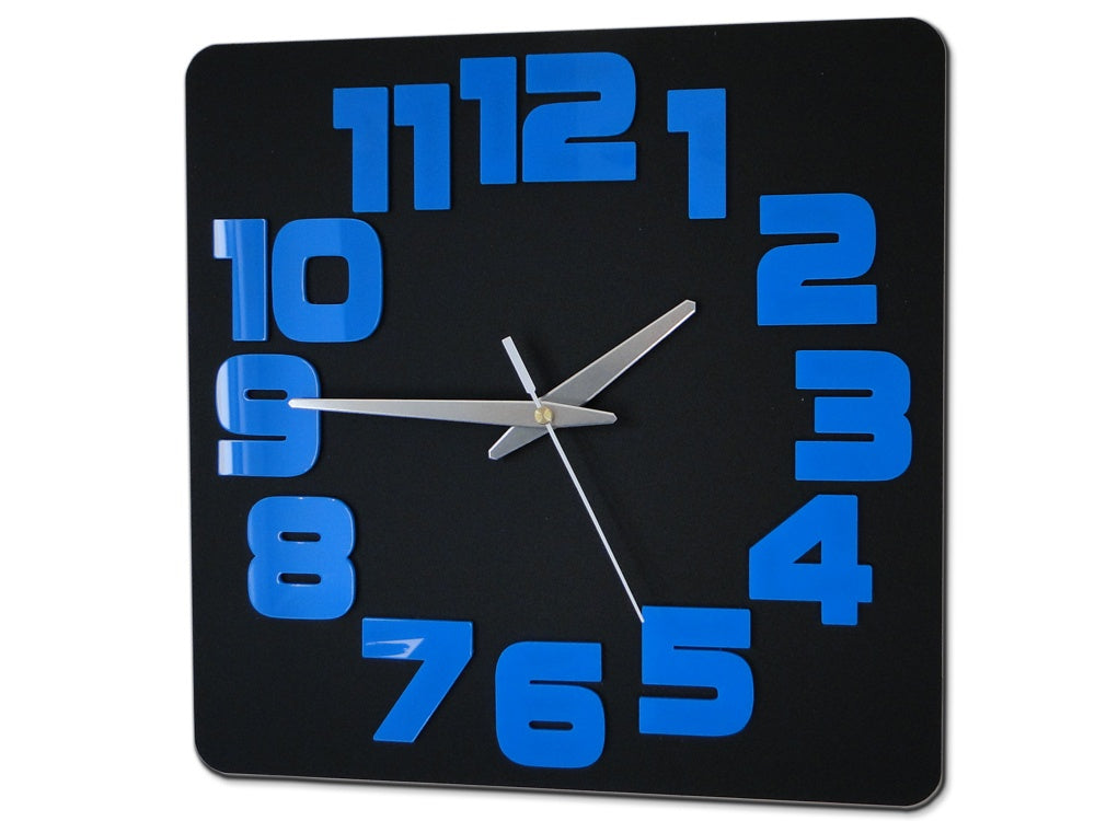 Moderné nástenné hodiny LOGIC BLACK-BLUE blackblue - hlavný obrázok