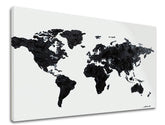 Moderný obraz na plátne s motívom MAPA SVETA, príroda v bielo-čiernych odtieňoch, minimalizmus | Obraz na plátne MAPA SVETA – produkt