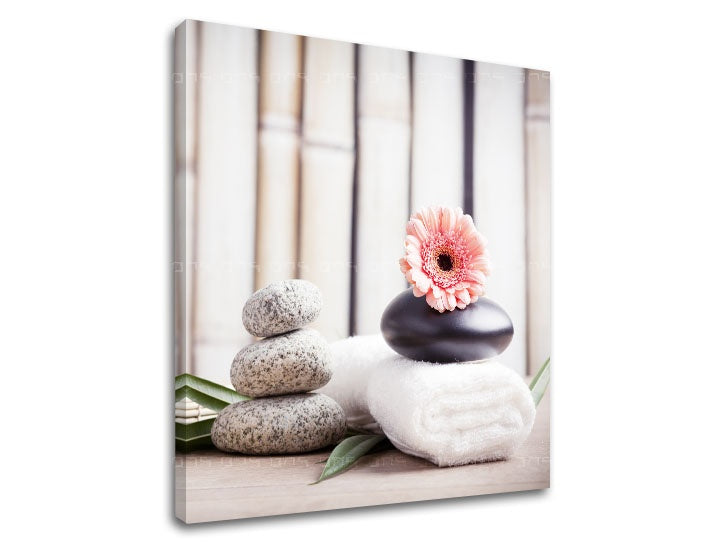 Klasický obraz s motívom FENG SHUI, kvety, príroda v bielo-béžových odtieňoch | Obraz na plátne FENG SHUI_053-12, príroda – náhľad