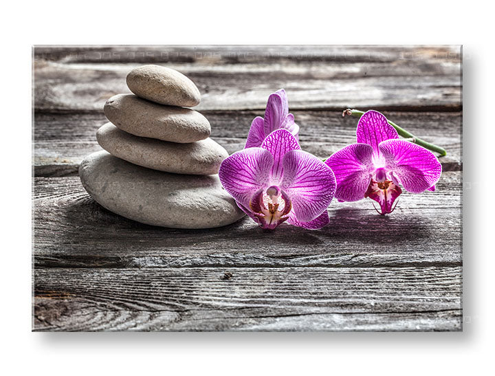 Obraz na plátne s motívom FENG SHUI v fialovo-sivých odtieňoch, pokojná atmosféra, príroda, vhodný do obývačky | Obraz na plátne FENG SHUI_060-11 – hlavný