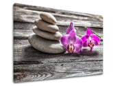 Klasický obraz na plátne s motívom FENG SHUI v fialovo-sivých odtieňoch, pokojná atmosféra, príroda, vhodný do obývačky | Obraz na plátne FENG SHUI_060-11 – produkt