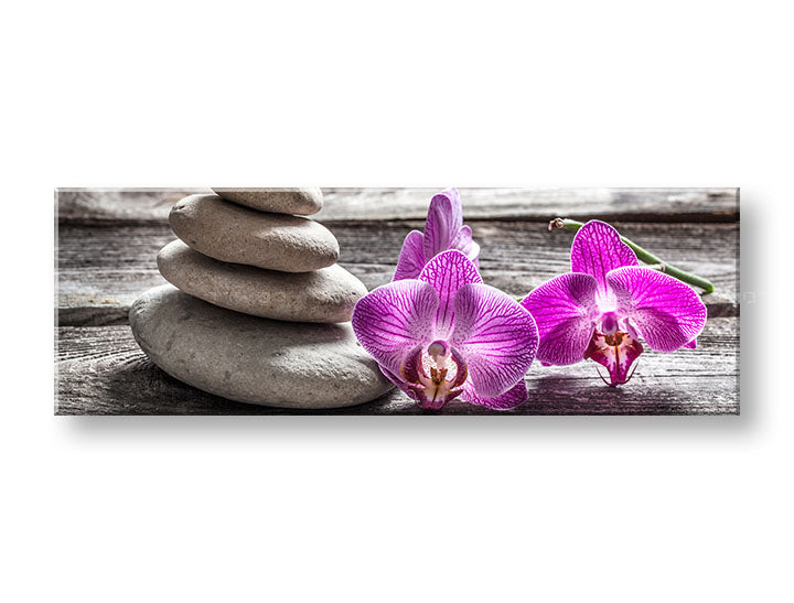 Obraz na plátne s motívom FENG SHUI v fialovo-sivých odtieňoch, pokojná atmosféra, príroda, vhodný do obývačky | Obraz na plátne FENG SHUI_060-13 – hlavný