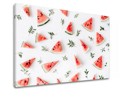 Obraz na plátne s motívom MELÓN, ovocie, príroda v bielo-zelených odtieňoch, veselá atmosféra, vhodný do kuchyne | Obraz na stenu MELÓN_087-11 – produkt