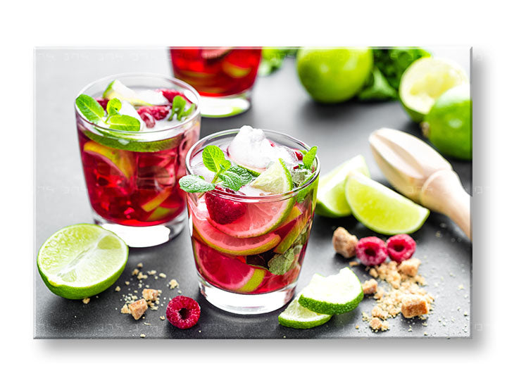 Obraz na plátne s motívom LETNÝ DRINK v zeleno-červených odtieňoch, vhodný do kuchyne | Obraz na stenu LETNÝ DRINK_089-11 – hlavný