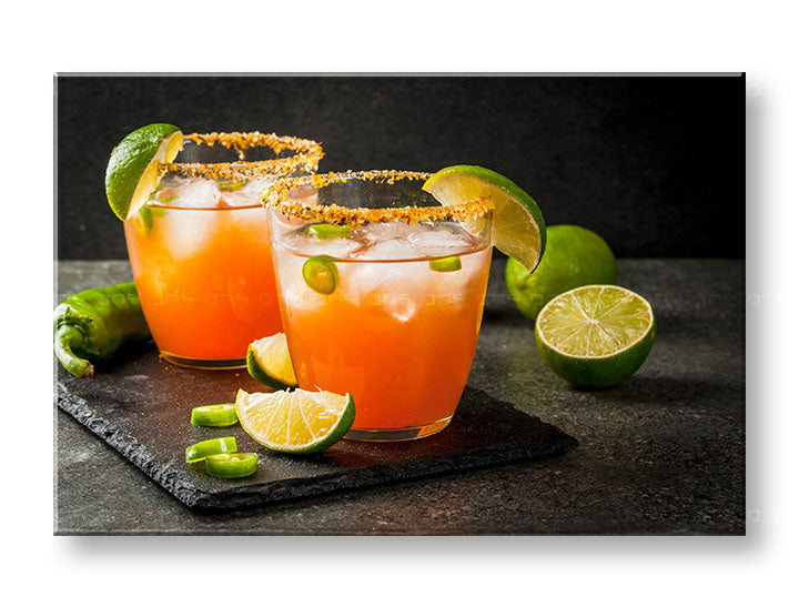 Industriálny obraz na plátne s motívom LETNÝ DRINK v oranžovo-zelených odtieňoch, vhodný do kuchyne | Obraz na stenu LETNÝ DRINK_090-11 – hlavný