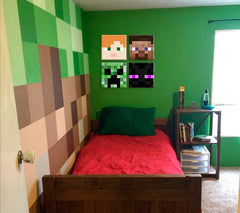 Moderný obraz s motívom detský motív, kvety, more a pláž v bielo-béžových odtieňoch | Minecraft obraz - Najlepšie postavičky na plátne - Alex, Steve, Enderman, Creeper – náhľad