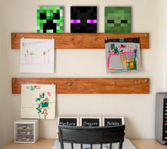 Moderný obraz na plátne v zeleno-čiernych odtieňoch, hravá atmosféra, dobrodružstvo | Minecraft obraz - Najlepšie postavičky na plátne - Creeper, Enderman, Zombie – produkt, pohľad 2