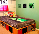 Moderný obraz na plátne v zeleno-čiernych odtieňoch, hravá atmosféra, dobrodružstvo | Minecraft obraz - Najlepšie postavičky na plátne - Creeper, Enderman, Zombie – produkt