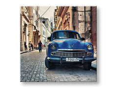 Obraz na plátne s motívom MOTO, automobil, mapa, mestský motív v béžovo-modrých odtieňoch, nostalgická atmosféra, mestský život, vhodný do kancelárie – hlavný