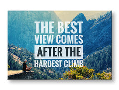 Obraz na plátne s motívom The best view comes, les, motivačný citát v bielo-čiernych odtieňoch, príroda a vnútorný pokoj, vhodný do kancelárie – hlavný