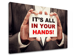 Art deco obraz s motívom Its all in your hands, motivačný citát v bielo-červených odtieňoch | Motivačný obraz na stenu Its all in your hands_001 – náhľad