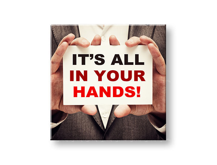 Art deco obraz na plátne s motívom Its all in your hands, motivačný citát v červeno-čiernych odtieňoch | Motivačný obraz na stenu Its all in your hands_002 – hlavný