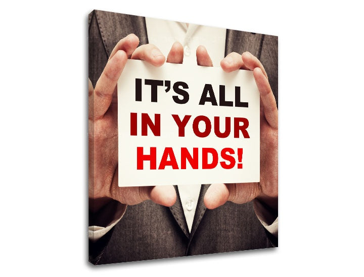 Art deco obraz s motívom Its all in your hands, motivačný citát v červeno-čiernych odtieňoch | Motivačný obraz na stenu Its all in your hands_002 – náhľad