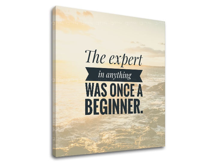 V boho štýle obraz s motívom The expert in anything, oceán, vlny v béžovo-zlatých odtieňoch | Motivačný obraz na stenu The expert in anything – náhľad