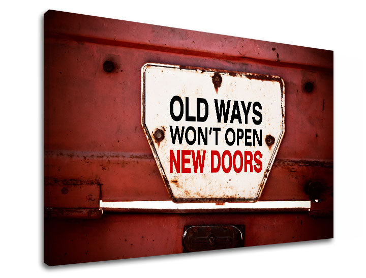 Obraz na plátne s motívom Old ways, motivačný citát v bielo-červených odtieňoch, vhodný do kancelárie | Motivačný obraz na stenu Old ways_001 – produkt