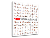 Moderný obraz na plátne s motívom 100 Yoga asanas, motivačný citát v bielo-sivých odtieňoch, vnútorný pokoj | Motivačný obraz na stenu 100 Yoga asanas – produkt