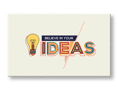 Moderný obraz na plátne s motívom Believe in your ideas, motivačný citát, príroda v béžovo-modrých odtieňoch, kreativita | Motivačný obraz na stenu Believe in your ideas – hlavný