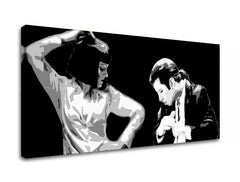 Pop art obraz s motívom Pulp Fiction, muž v obleku, príroda v bielo-čiernych odtieňoch | POP Art obraz Pulp Fiction – náhľad