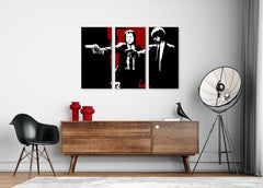 Pop art obraz na plátne s motívom Pulp Fiction v bielo-červených odtieňoch, intenzívna atmosféra, filmový svet, vhodný do obývačky | POP Art obraz Pulp Fiction – hlavný